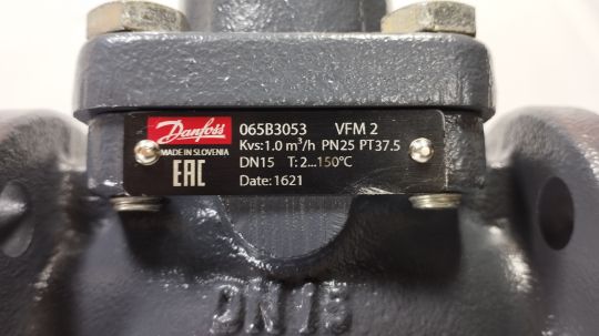 Danfoss 065B3053 - VFM 2 клапан регулирующий двухходовой фланцевый Ду 15 мм, Ру 25 бар, Kvs 1,0 м3/ч