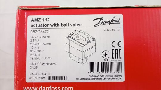 Danfoss 082G5402 - AMZ 112 кран шар 2х поз Ду25 э/п 24В