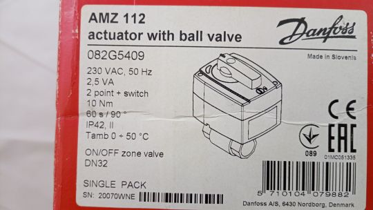 Danfoss 082G5409 - AMZ 112 двухпозиционный зональный кран , Ду 32 напряжение питания 230 В