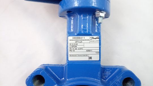 Danfoss 065B8411 - VFY-LH затвор дисковый DN65 PN16 корп. GG25 с резьб. проуш.; Диск- GGG40 с эпокс; упл. EPDM; С рукояткой Использовать ответные фланцы по ГОСТ 33259-2015 исполнение В, тип 11