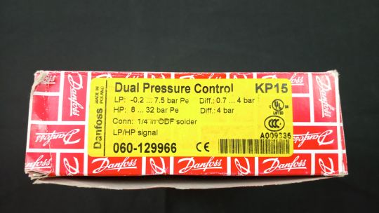 060-129966 Реле давления KP 15, сдвоенные, высокое давление, -40 - 65 °C, IP44, Solder, ODF - 1/4 in Female, SPDT+SPST(NO), левая-авто, правая - авто