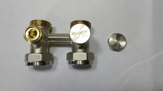 003L0221 Клапан запорно-присоединительный радиаторный RLV-KS, kvs 1,3 м3/ч, Py 10 бар, Тмакс 120°C, прямой, межосевое расстояние 50 мм