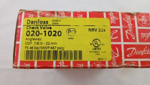 020-1020 Клапан обратный, тип NRV 22S, -50 - 140 °C, 46 бар, KVS 8,500 м3/ч, 22 мм, под пайку, ODF, угловой корпус