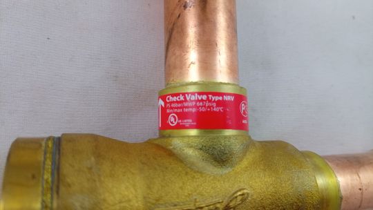 020-1020 Клапан обратный, тип NRV 22S, -50 - 140 °C, 46 бар, KVS 8,500 м3/ч, 22 мм, под пайку, ODF, угловой корпус