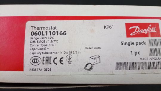 060L110166 Danfoss KP 61 Реле температуры электроконтактный термостат длина кап.трубки 5 м