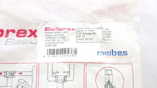 BROEN BALLOREX Basic Запорный клапан 43490000-001003 Ду15