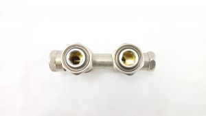 003L0240 Клапан запорно-присоединительный радиаторный RLV-KD, kvs 1,0 м3/ч, Py 10 бар, Тмакс 120°C, прямой, межосевое расстояние 50 мм, с переходниками
