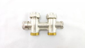 003L0240 Клапан запорно-присоединительный радиаторный RLV-KD, kvs 1,0 м3/ч, Py 10 бар, Тмакс 120°C, прямой, межосевое расстояние 50 мм, с переходниками