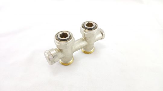 003L0240 Клапан запорно-присоединительный радиаторный RLV-KD, kvs 1,0 м3/ч, Py 10 бар, Тмакс 120°C, прямой, межосевое расстояние 50 мм, с переходниками