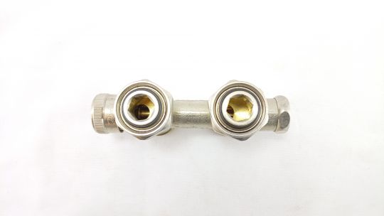 003L0240 Клапан запорно-присоединительный радиаторный RLV-KD, kvs 1,0 м3/ч, Py 10 бар, Тмакс 120°C, прямой, межосевое расстояние 50 мм, с переходниками