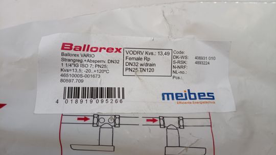 Broen 4651000S-001673 Ballorex VODRV Балансировочный клапан Ду 32 Kvs 13.48 с дренажём