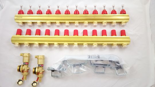 088U0732 Комплект коллекторов FHF-12F set с расходомерами, кронштейнами и воздухоотводчиками, 12 контуров