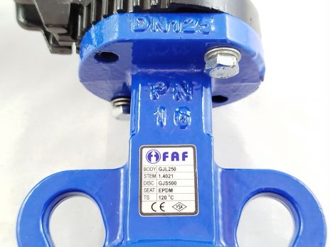 Затвор дисковый поворотный FAF Valve 3500 DN 125 PN 16 межфланцевый из чугуна EPDM с рукояткой