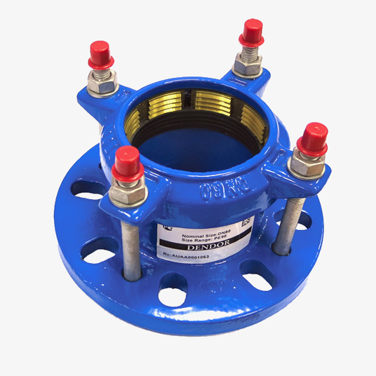 Фланец обжимной универсальный Dendor тип FA-U13 Dn100 (99-118) (корпус чугун, EPDM) применение ВЧШГ, сталь, ПВХ, асбоцем