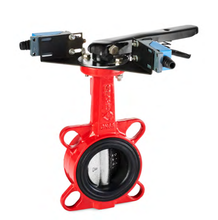 Gross Ду100 ЗАТВОР ДИСКОВЫЙ МЕЖФЛАНЦЕВЫЙ ДЛЯ СИСТЕМ ПОЖАРОТУШЕНИЯ С РУЧКОЙ И КОНЦЕВЫМИ ВЫКЛЮЧАТЕЛЯМИ
